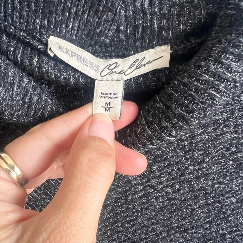 Express One Eleven Tie-Front Top Cowl Neck Long Sleeve Knit‎ Gray M